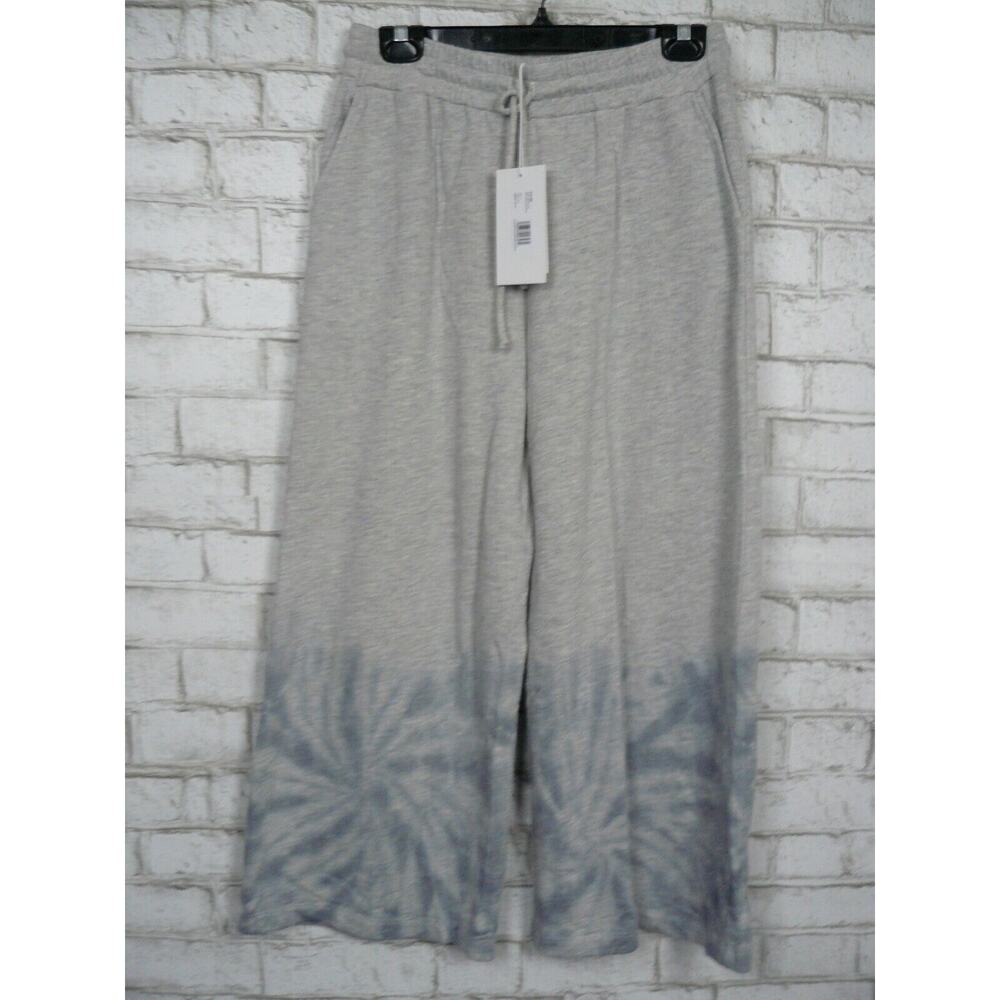 $148 Calme Johnny Was Mihu Tie Dye Wide Leg Gray Sweat Pants XS NEW